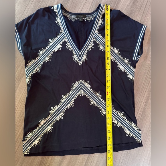 J. Crew Navy Top with White Embroidery - Picture 3 of 8